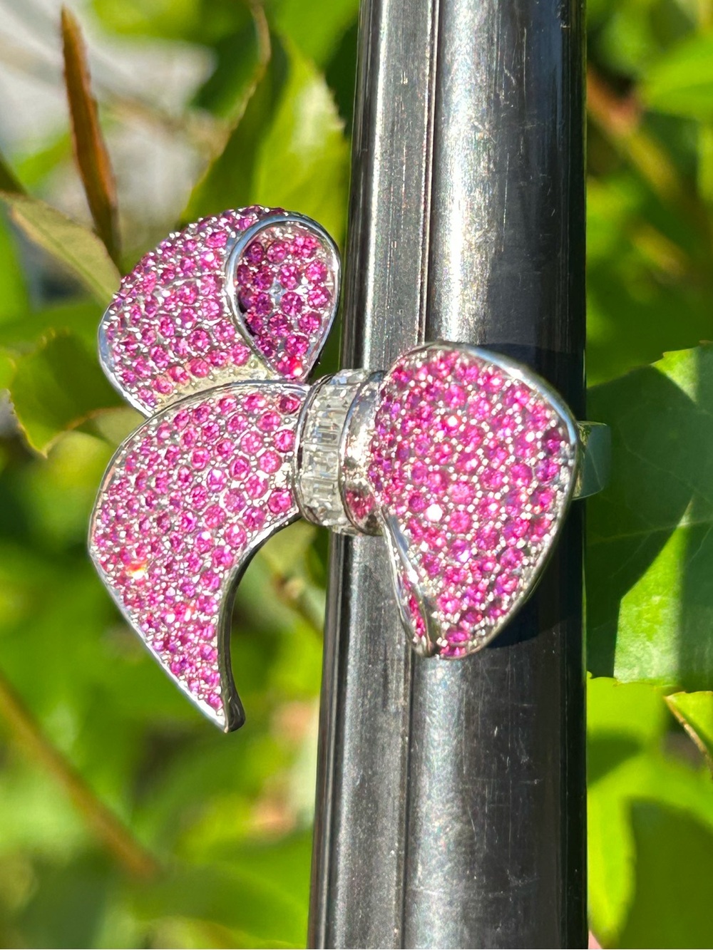 Park Lane “HOPE” Pink Crystal Bow Ring